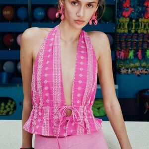 Zara pink halter neck top